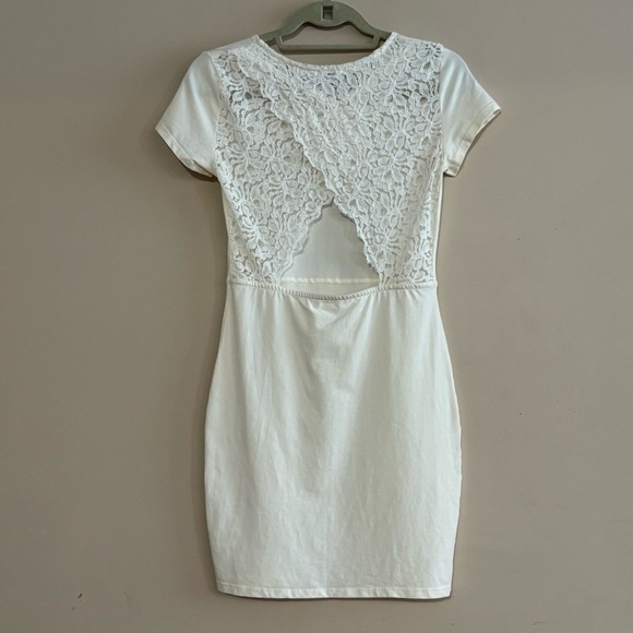 Talula Sz M Jersey Lace Back Dress Cream - Picture 3 of 9